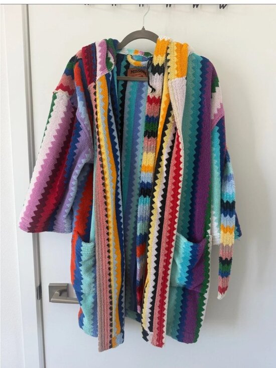 Missoni Other - Missoni Multicolor Zigzag Hooded Terry Hooded Robe Short Medium